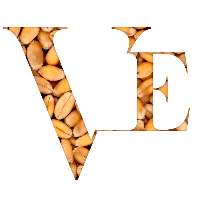 Logotipo de Cooperativa Valle Esgueva con motivo de granos de cereal